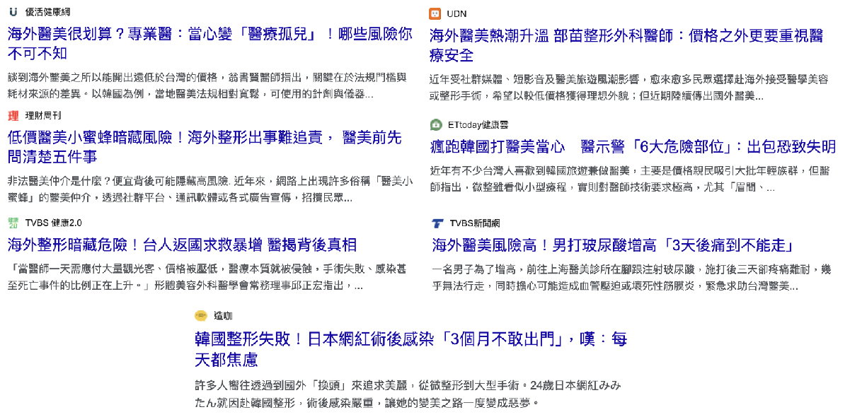 海外醫美相關網路新聞